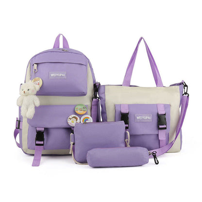 Ensemble de sacs d’école Kawai pour adolescents 4Pcs HAOLIDA V2 Mauve – محفظة 4 قطع كاواي بنفسجي