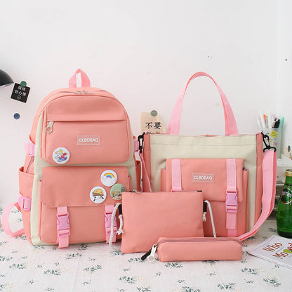 Ensemble de sacs d’école Kawai pour adolescents 4Pcs HAOLIDA V2 Rose – محفظة 4 قطع كاواي وردي تنزوت