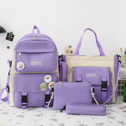 Ensemble de sacs d’école Kawai pour adolescents 4Pcs HAOLIDA V2 Mauve – محفظة 4 قطع كاواي بنفسجي تنزوت