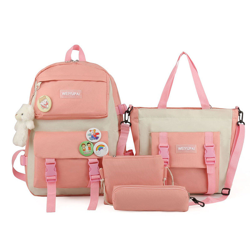 Ensemble de sacs d’école Kawai pour adolescents 4Pcs HAOLIDA V2 Rose – محفظة 4 قطع كاواي وردي