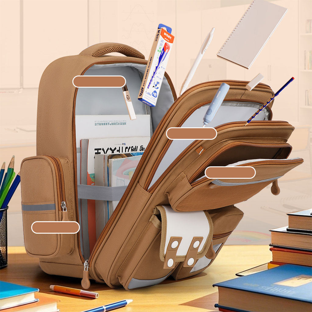 Sac à Dos Enfant pour École primaire de Haute Qualité Marron – حقيبة ظهر مدرسية للأطفال بني
