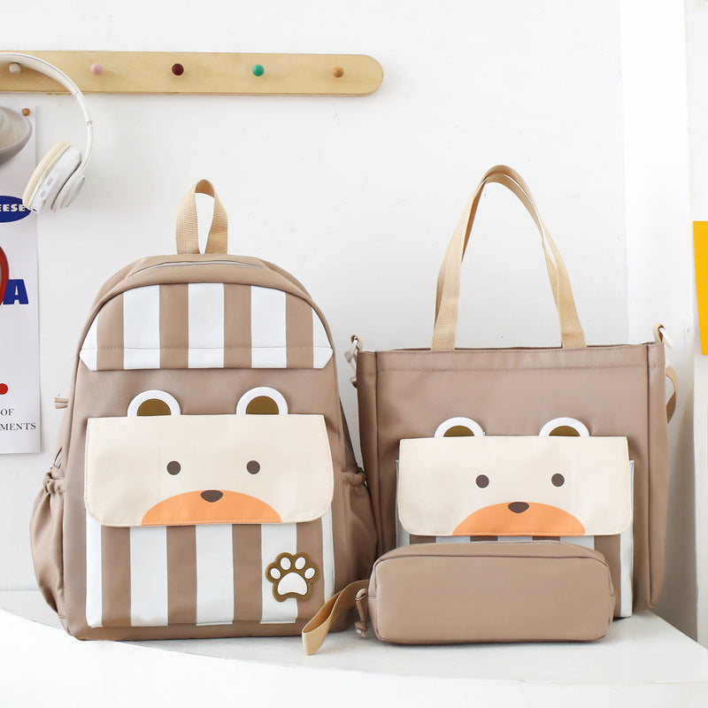 Ensemble de sacs d’école Kawai pour adolescents 3Pcs Ours Beige – محفظة 3 قطع كاواي بيج تنزوت