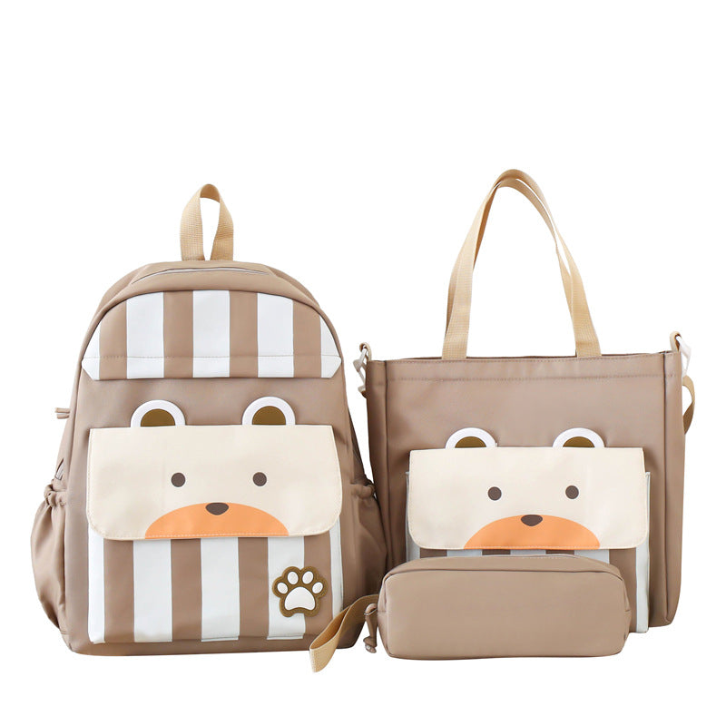 Ensemble de sacs d’école Kawai pour adolescents 3Pcs Ours Beige – محفظة 3 قطع كاواي بيج