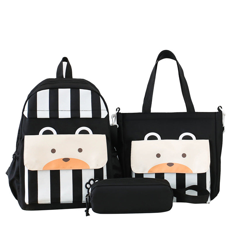 Ensemble de sacs d’école Kawai pour adolescents 3Pcs Ours Noir – محفظة 3 قطع كاواي أسود