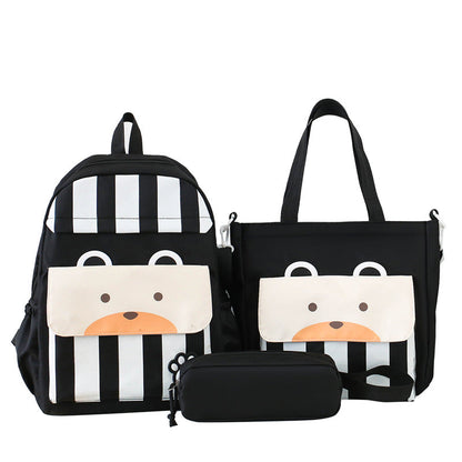 Ensemble de sacs d’école Kawai pour adolescents 3Pcs Ours Noir – محفظة 3 قطع كاواي أسود