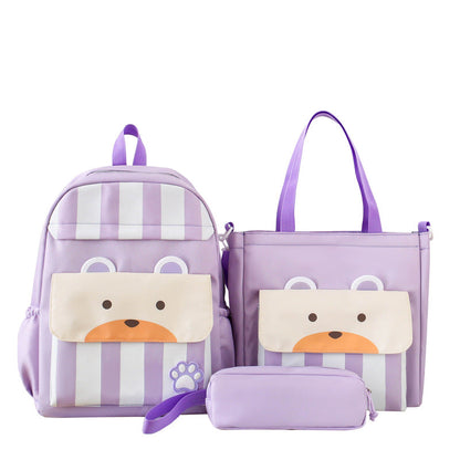 Ensemble de sacs d’école Kawai pour adolescents 3Pcs Ours Mauve – محفظة 3 قطع كاواي بنفسجي