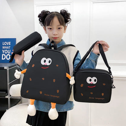 Ensemble de sacs d’école Kawai pour adolescents 3Pcs Language Noir – محفظة 3 قطع كاواي أسود