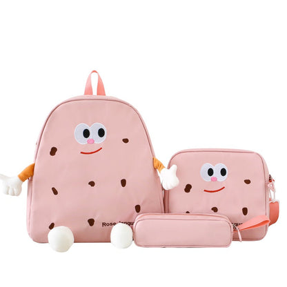 Ensemble de sacs d’école Kawai pour adolescents 3Pcs Language Rose – محفظة 3 قطع كاواي وردي