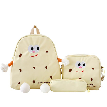 Ensemble de sacs d’école Kawai pour adolescents 3Pcs Language Jaune – محفظة 3 قطع كاواي أصفر