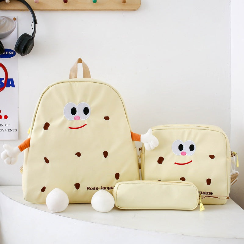 Ensemble de sacs d’école Kawai pour adolescents 3Pcs Language Jaune – محفظة 3 قطع كاواي أصفر تنزوت