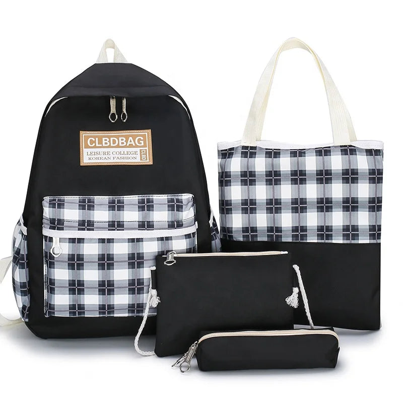 Ensemble de sacs d’école Kawai pour adolescents 4Pcs CLBD V4 Noir – محفظة 4 قطع كاواي أسود