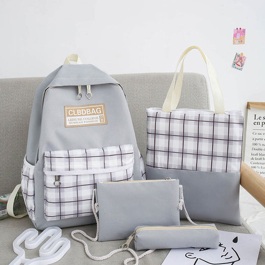 Ensemble de sacs d’école Kawai pour adolescents 4Pcs CLBD V4 Gris – محفظة 4 قطع كاواي رمادي تنزوت