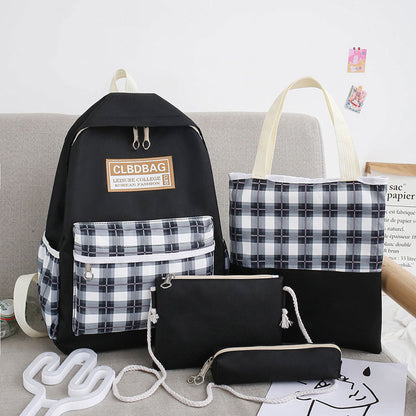 Ensemble de sacs d’école Kawai pour adolescents 4Pcs CLBD V4 Noir – محفظة 4 قطع كاواي أسود تنزوت