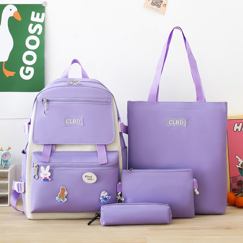 Ensemble de sacs d’école Kawai pour adolescents 4Pcs CLBD V1 Mauve – محفظة 4 قطع كاواي بنفسجي تنزوت