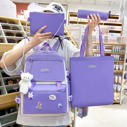 Ensemble de sacs d’école Kawai pour adolescents 4Pcs CLBD V1 Mauve – محفظة 4 قطع كاواي بنفسجي