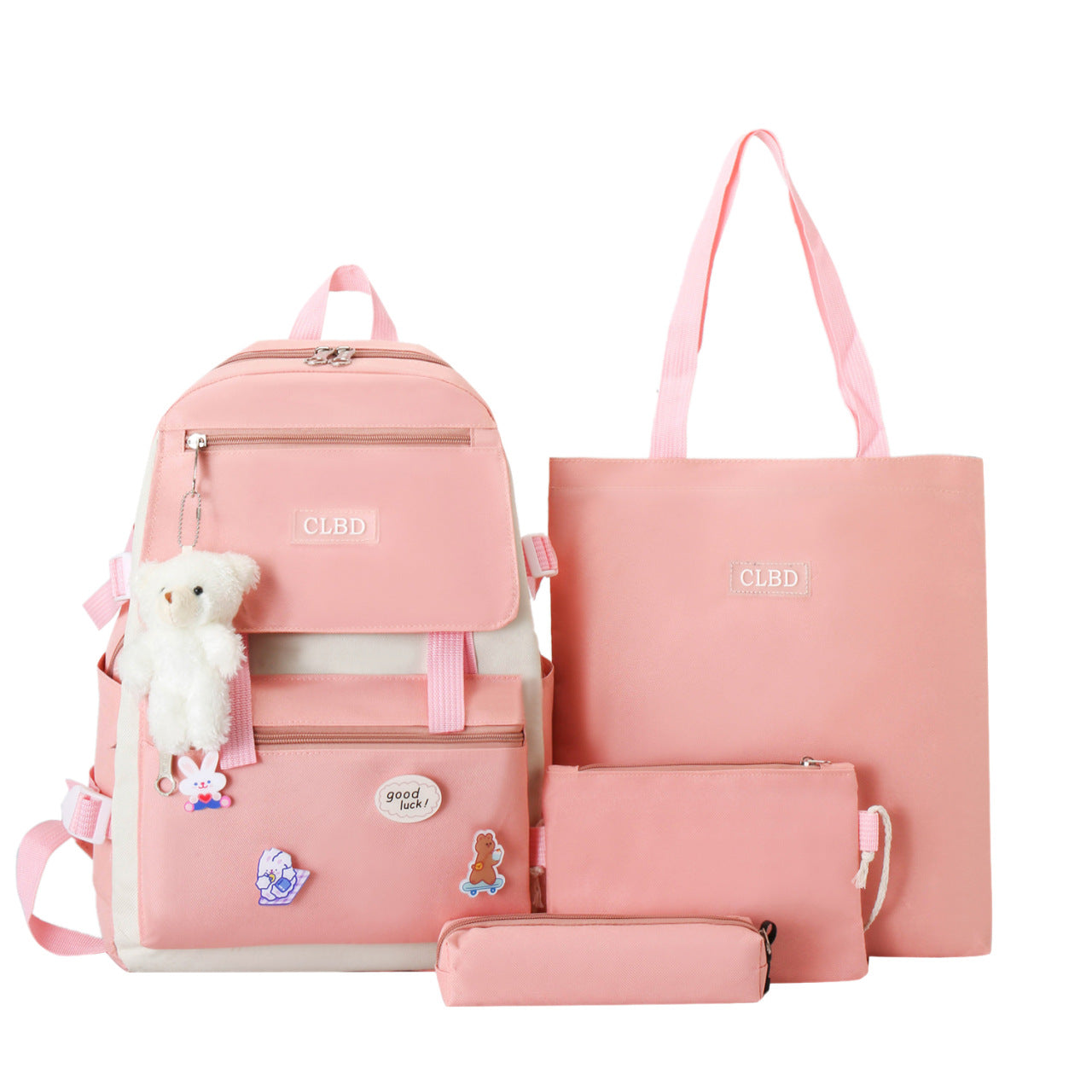 Ensemble de sacs d’école Kawai pour adolescents 4Pcs CLBD V1 Rose – محفظة 4 قطع كاواي وردي