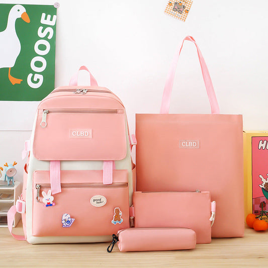 Ensemble de sacs d’école Kawai pour adolescents 4Pcs CLBD V1 Rose – محفظة 4 قطع كاواي وردي تنزوت