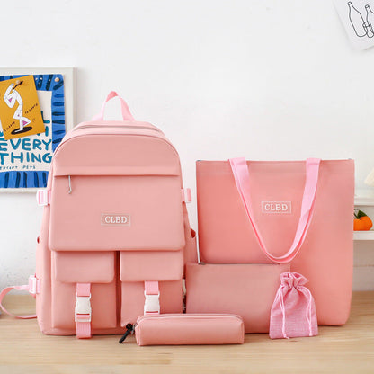 Ensemble de sacs d’école Kawai pour adolescents 5Pcs CLBD V2 Rose – محفظة 5 قطع كاواي وردي تنزوت