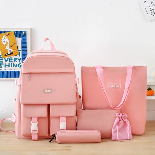 Ensemble de sacs d’école Kawai pour adolescents 5Pcs CLBD V2 Rose – محفظة 5 قطع كاواي وردي تنزوت