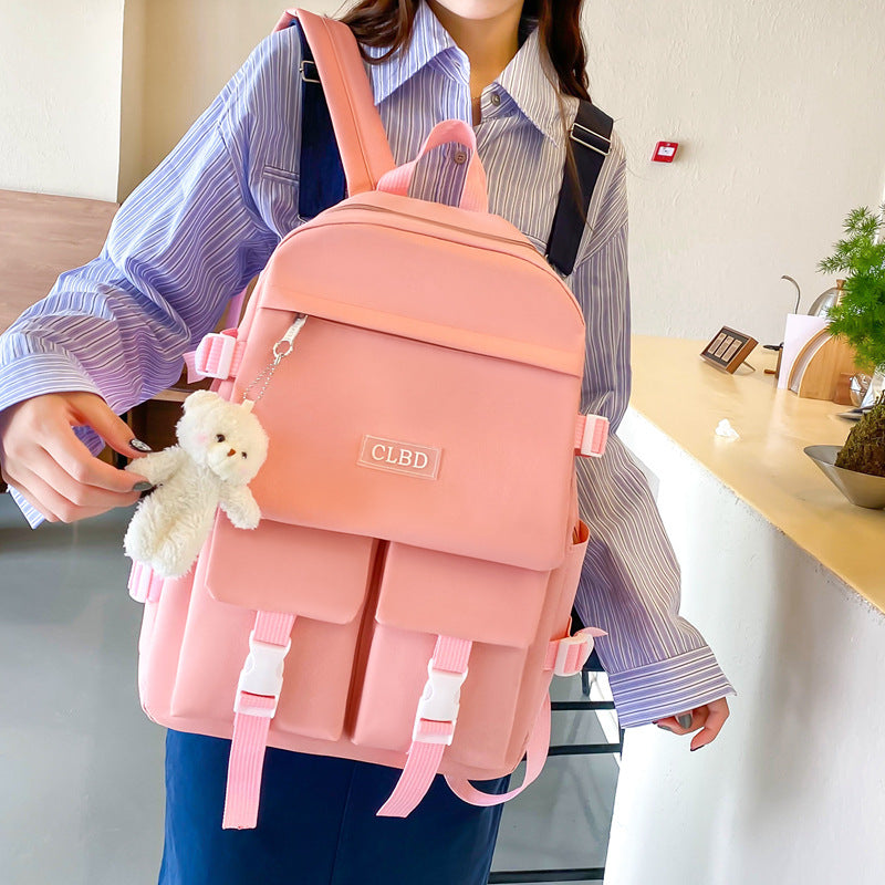 Ensemble de sacs d’école Kawai pour adolescents 5Pcs CLBD V2 Rose – محفظة 5 قطع كاواي وردي