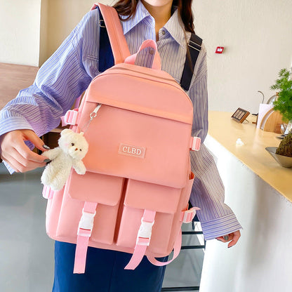 Ensemble de sacs d’école Kawai pour adolescents 5Pcs CLBD V2 Rose – محفظة 5 قطع كاواي وردي