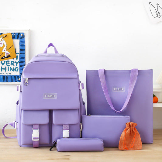 Ensemble de sacs d’école Kawai pour adolescents 5Pcs CLBD V2 Mauve – محفظة 5 قطع كاواي بنفسجي تنزوت