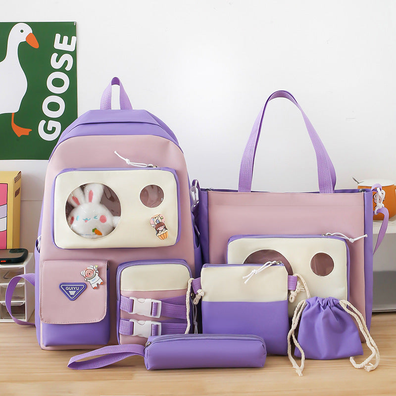 Ensemble de sacs d’école Kawai pour adolescents 5Pcs Guiyu V2 Mauve – محفظة 5 قطع كاواي بنفسجي تنزوت