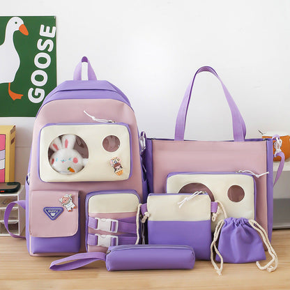 Ensemble de sacs d’école Kawai pour adolescents 5Pcs Guiyu V2 Mauve – محفظة 5 قطع كاواي بنفسجي تنزوت