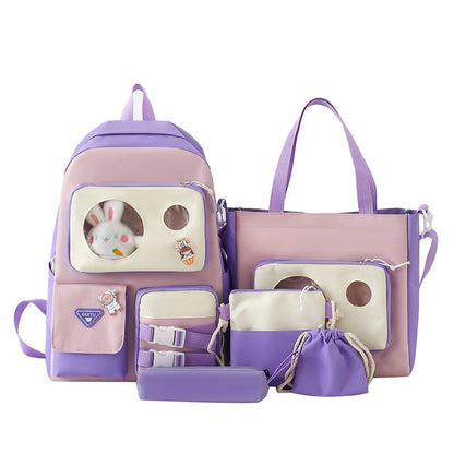Ensemble de sacs d’école Kawai pour adolescents 5Pcs Guiyu V2 Mauve – محفظة 5 قطع كاواي بنفسجي