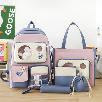 Ensemble de sacs d’école Kawai pour adolescents 5Pcs Guiyu V2 Bleu – محفظة 5 قطع كاواي أزرق تنزوت