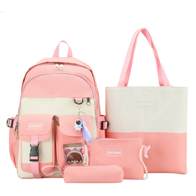 Ensemble de sacs d’école Kawai pour adolescents 4Pcs Guiyu V3 Rose – محفظة 4 قطع كاواي وردي