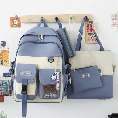 Ensemble de sacs d’école Kawai pour adolescents 4Pcs Guiyu V3 Bleu – محفظة 4 قطع كاواي أزرق تنزوت