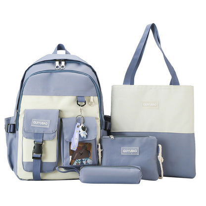 Ensemble de sacs d’école Kawai pour adolescents 4Pcs Guiyu V3 Bleu – محفظة 4 قطع كاواي أزرق