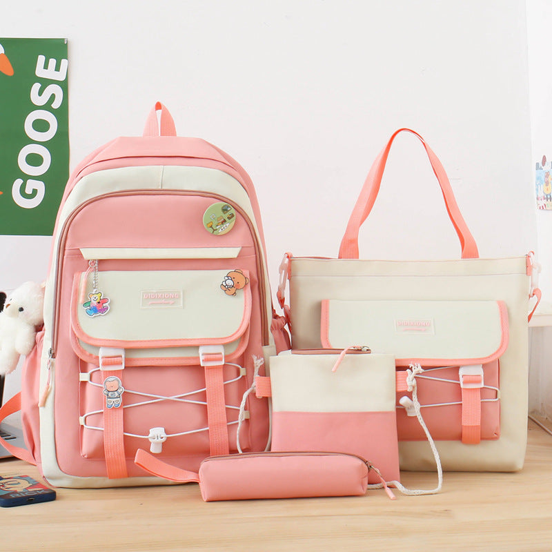 Ensemble de sacs d’école Kawai pour adolescents 4Pcs GUORANCHAO Rose – محفظة 4 قطع كاواي وردي تنزوت