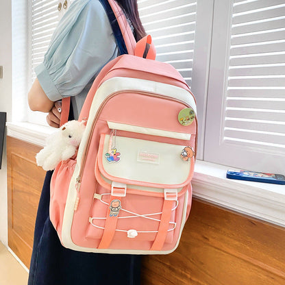 Ensemble de sacs d’école Kawai pour adolescents 4Pcs GUORANCHAO Rose – محفظة 4 قطع كاواي وردي