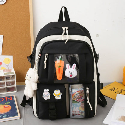 Ensemble de sacs d’école Kawai pour adolescents 4Pcs Avec Accessoires Noir – محفظة 4 قطع كاواي مع أكسسوارات أسود