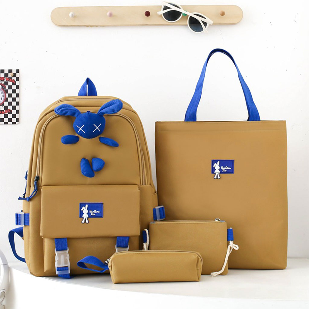 Ensemble de sacs d’école Kawai pour adolescents 4Pcs Lapin X Marron – محفظة 4 قطع كاواي بني تنزوت