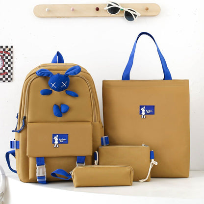 Ensemble de sacs d’école Kawai pour adolescents 4Pcs Lapin X Marron – محفظة 4 قطع كاواي بني تنزوت