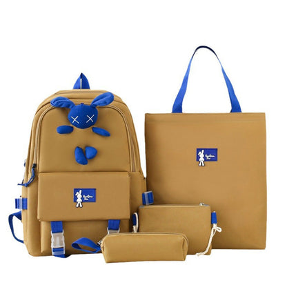 Ensemble de sacs d’école Kawai pour adolescents 4Pcs Lapin X Marron – محفظة 4 قطع كاواي بني