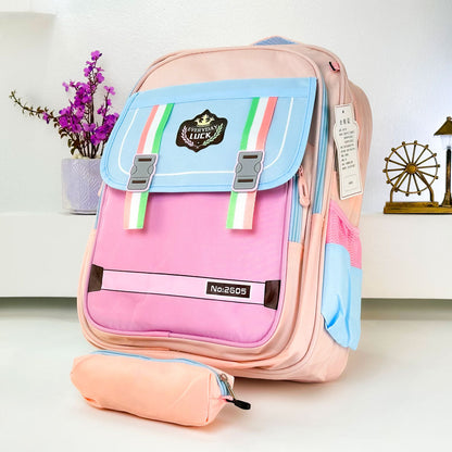 Sac à Dos pour Enfants avec Trousse Assortie 2605 Rose – حقيبة ظهر مدرسية للأطفال مع مقلمة وردي