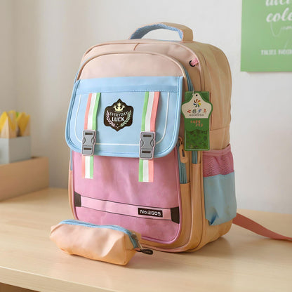 Sac à Dos pour Enfants avec Trousse Assortie 2605 Rose – حقيبة ظهر مدرسية للأطفال مع مقلمة وردي تنزوت