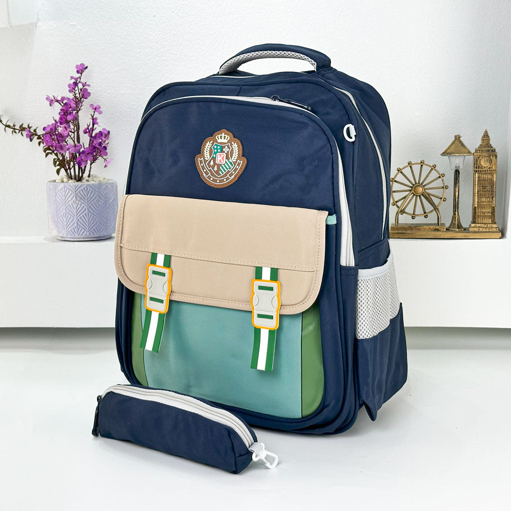 Sac à Dos pour Enfants avec Trousse Assortie KBAG Bleu Nuit V1 – حقيبة ظهر مدرسية للأطفال مع مقلمة أزرق ليلي