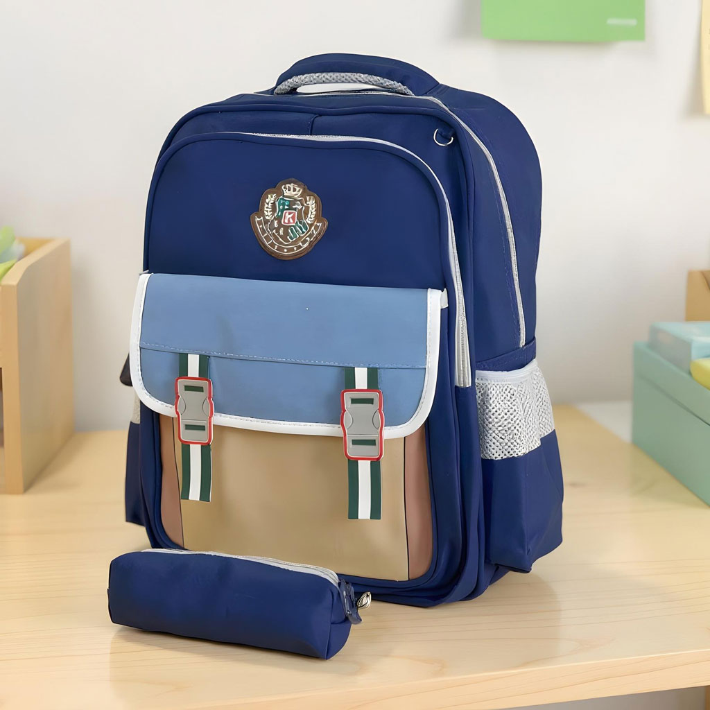Sac à Dos pour Enfants avec Trousse Assortie KBAG Bleu Nuit V2 – حقيبة ظهر مدرسية للأطفال مع مقلمة أزرق ليلي تنزوت