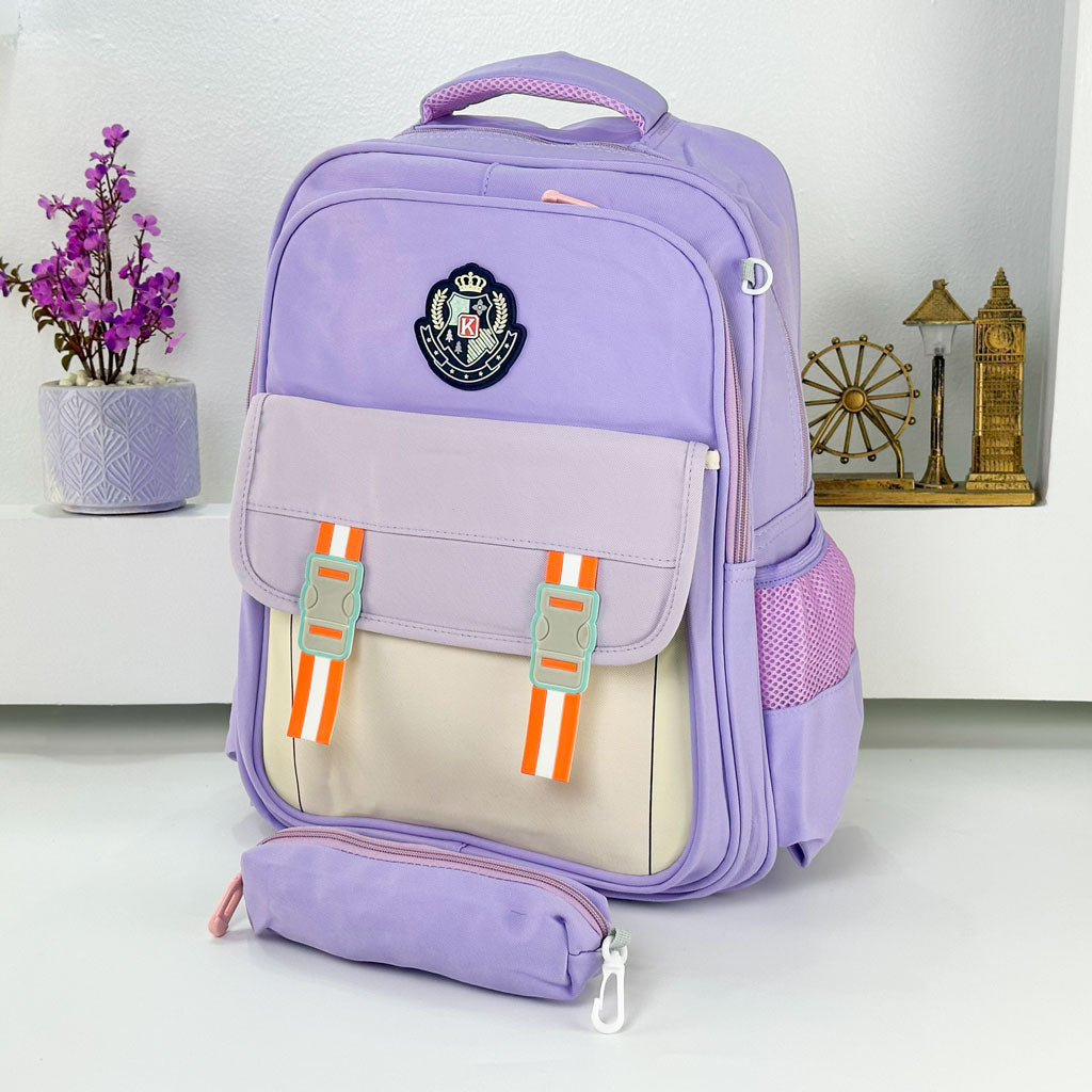 Sac à Dos pour Enfants avec Trousse Assortie KBAG Mauve – حقيبة ظهر مدرسية للأطفال مع مقلمة بنفسجي