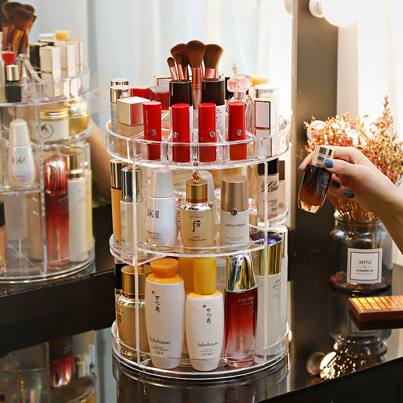 Organisateur de maquillage rotatif à 360 ° en Crystal acrylique تنزوت