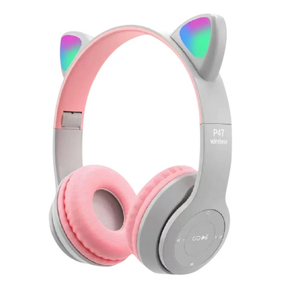 Casque Bluetooth sans fil avec oreilles de chat LED clignotantes P47M