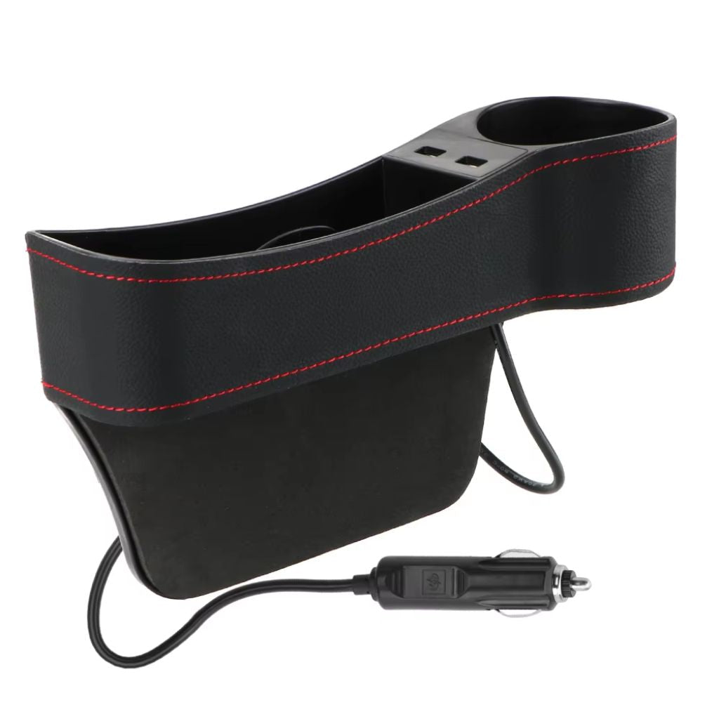 Organisateur Latéral de Console avec Chargeur USB et Porte-Gobelet – منظم جانبي لسيارة مع شاحن USB وحامل أكواب