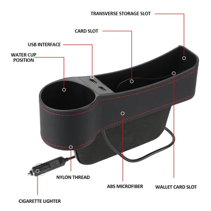 Organisateur Latéral de Console avec Chargeur USB et Porte-Gobelet – منظم جانبي لسيارة مع شاحن USB وحامل أكواب