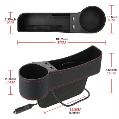 Organisateur Latéral de Console avec Chargeur USB et Porte-Gobelet – منظم جانبي لسيارة مع شاحن USB وحامل أكواب