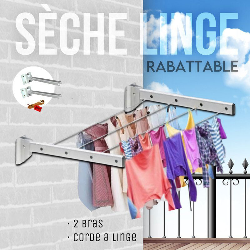 Sèche linge Mural Rabattable avec corde